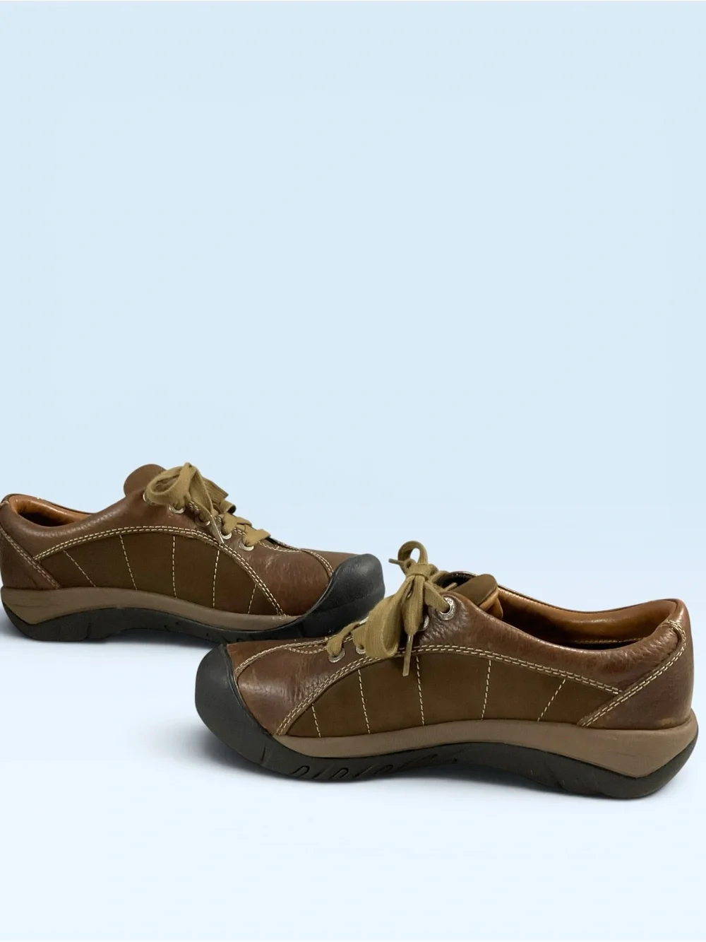 Keen Brown Leather Lace-Up Presidio Sneakers Women's Size 8